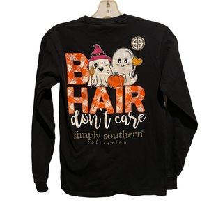 Simply Southern “Boo Hair Don’t Care” black long sleeved T-shirt Size small